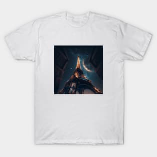 The Eiffel Tower is lit up at night T-Shirt